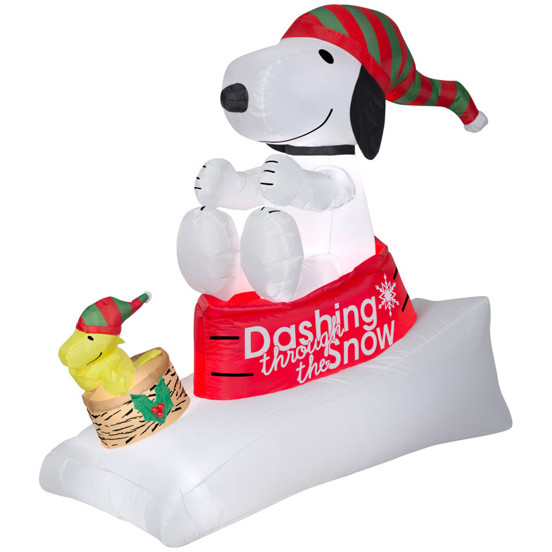 Gemmy Industries Airblown Snoopy and Woodstock in Sled Inflatable Wayfair